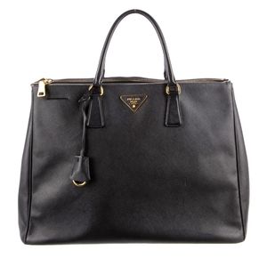 PRADA Extra Large Saffiano Lux Double Zip Galleria Leather Tote